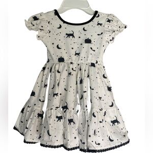 NEW Girl August Boutique Halloween Dress Sz 3‎ Black/White Pumpkins Cats
